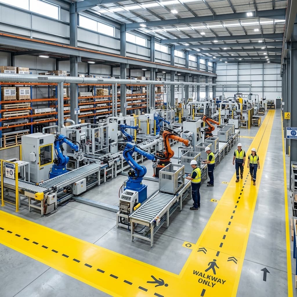 Entorno de trabajo industrial y equipos de protección